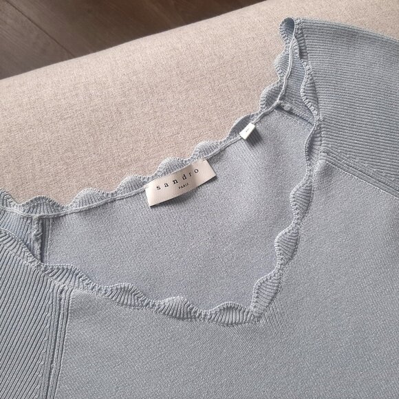 Sandro Meissa Short-Sleeve Fit & Flare Knit Dress - Picture 7 of 16